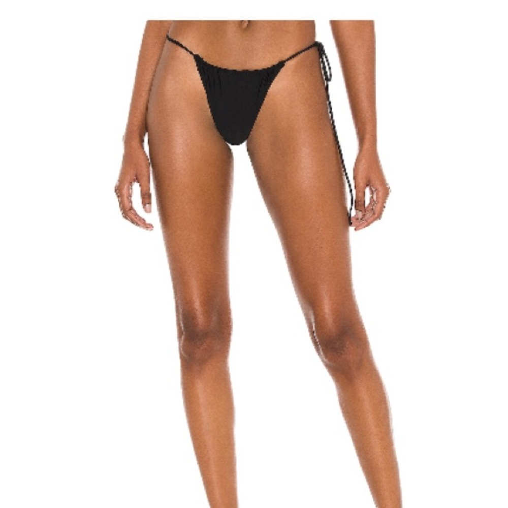 DEVON WINDSOR Reign Black Tie-Side Bikini Bottom